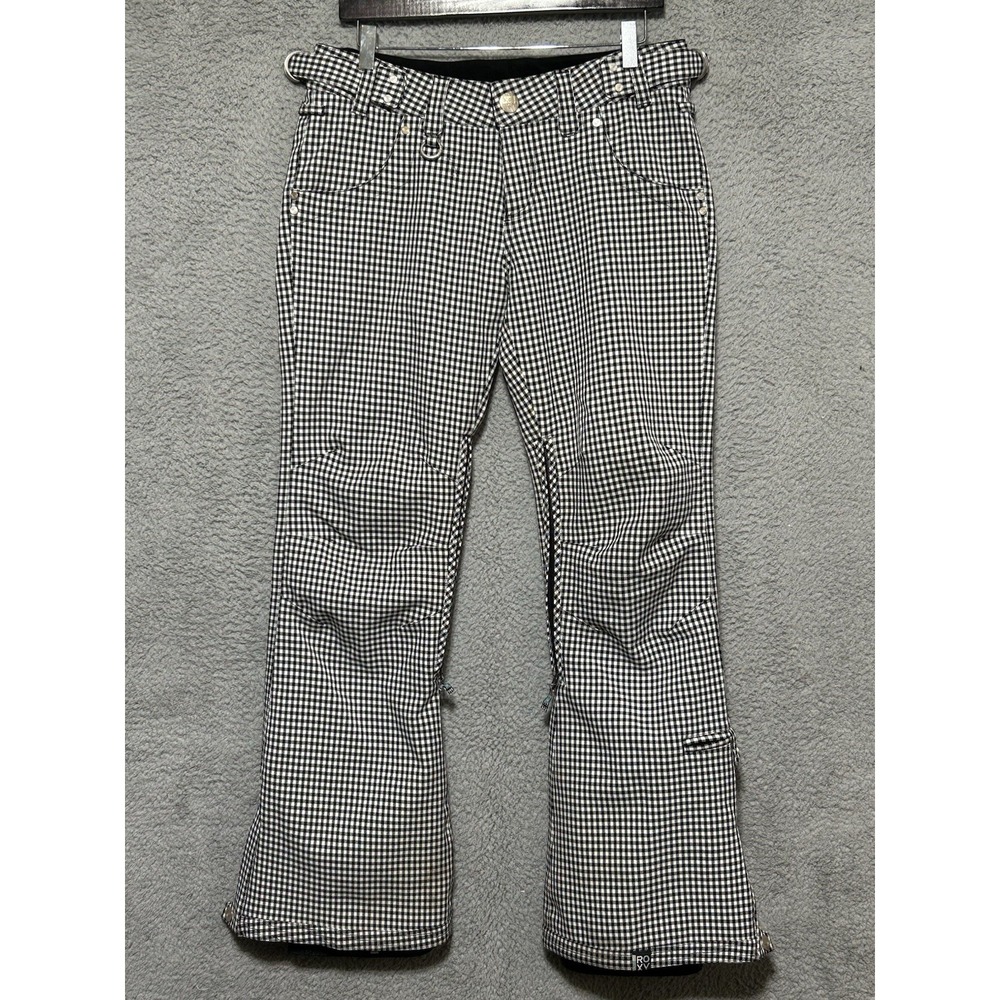 Roxy 5000 Snowboard Pants Limited Edition Med Black & White Plaid EUC